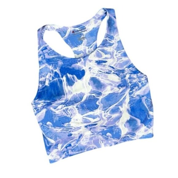 (5 for $25)Champion Blue Ripple Effect Round Neck Sleeveless Crop Top Size Large - Picture 6 of 6